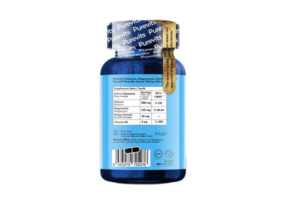 Purevits kalsiyum magnezyum çinko d3 60 tablet